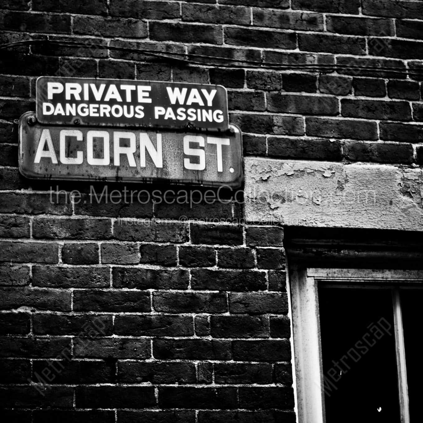 acorn street sign Black & White Wall Art