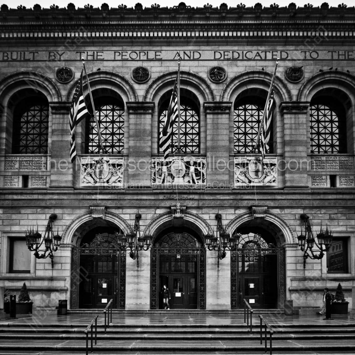 boston public library Black & White Wall Art