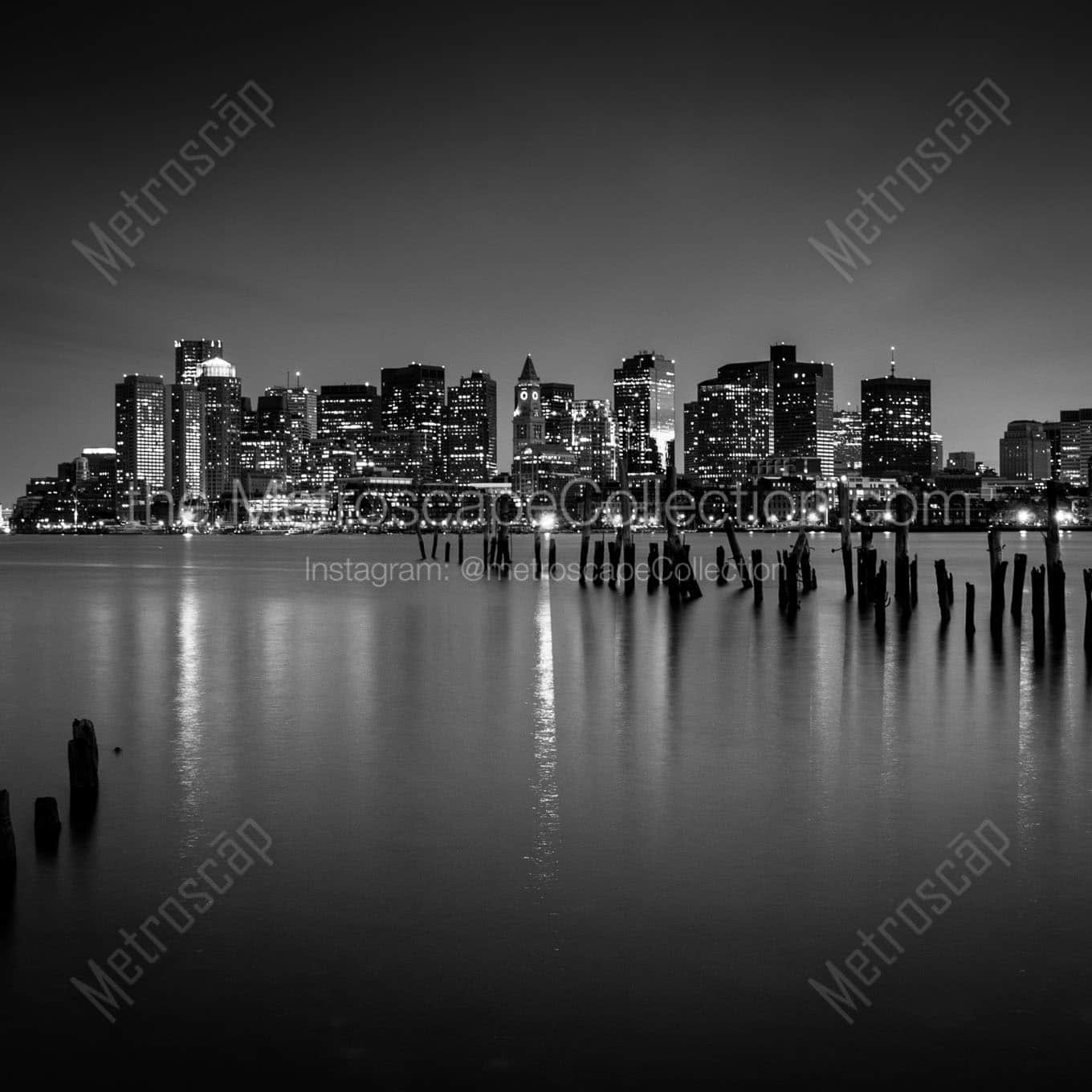 boston skyline financial district from lopresti park Black & White Wall Art