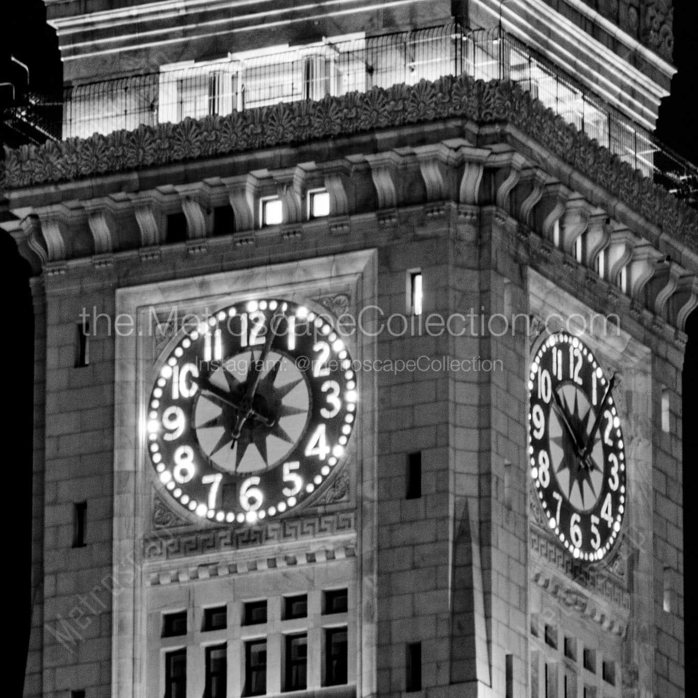custom house tower clock face Black & White Wall Art