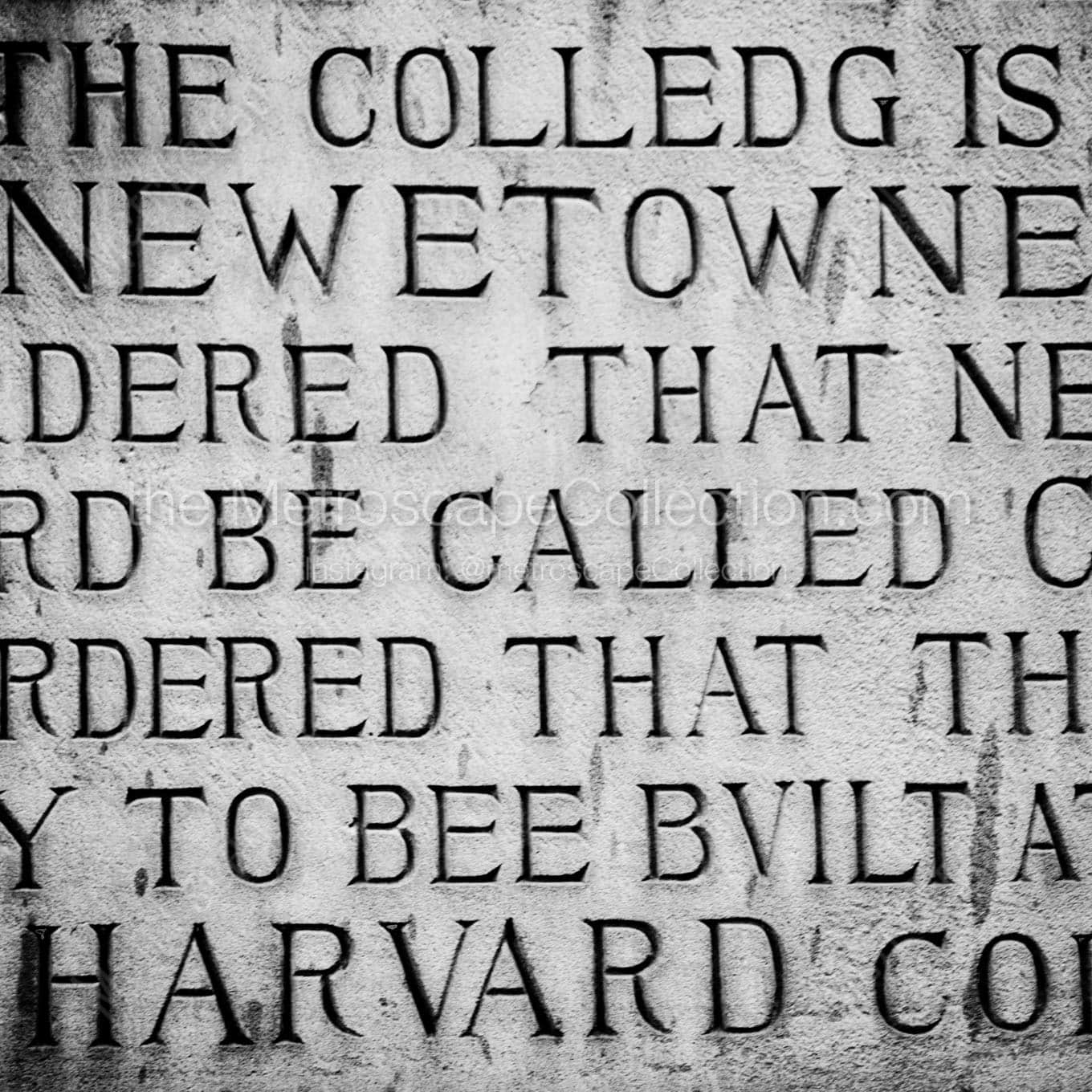 harvard dedication inscription Black & White Wall Art