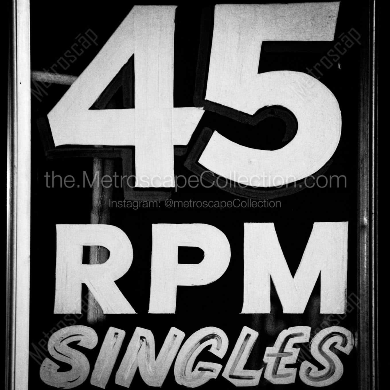45 rpm singles window display Black & White Wall Art