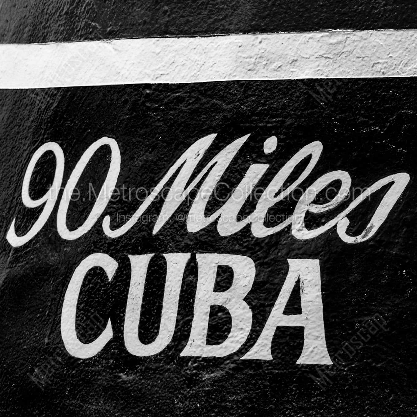 90 miles to cuba Black & White Wall Art