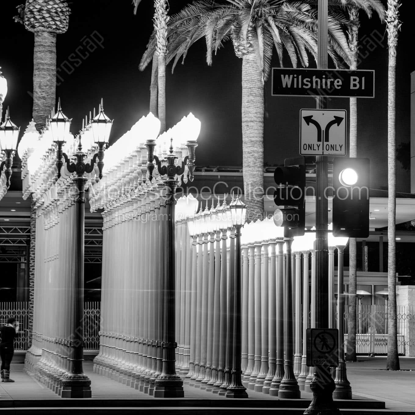 lacma lamps on wilshire blvd Black & White Wall Art