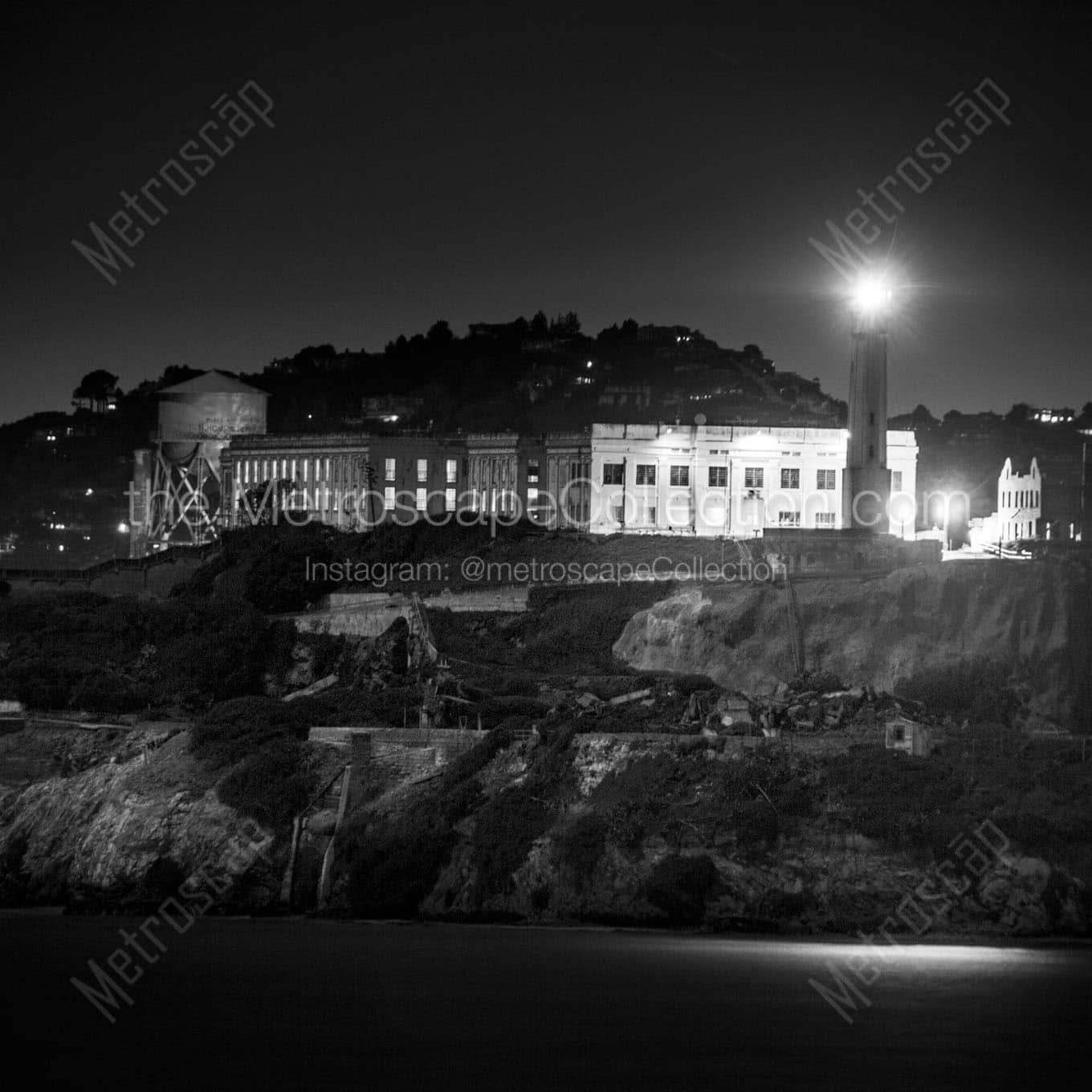 alcatraz at night Black & White Wall Art