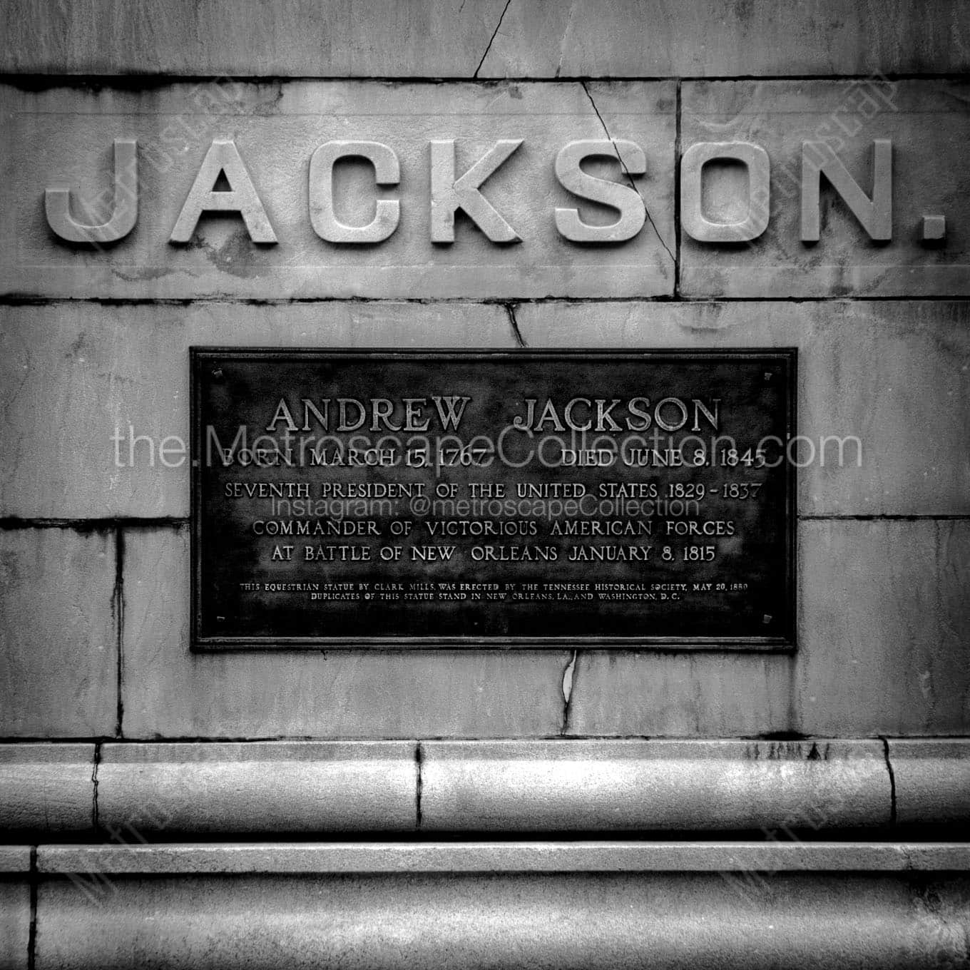 andrew jackson statue tennessee capitol Black & White Wall Art