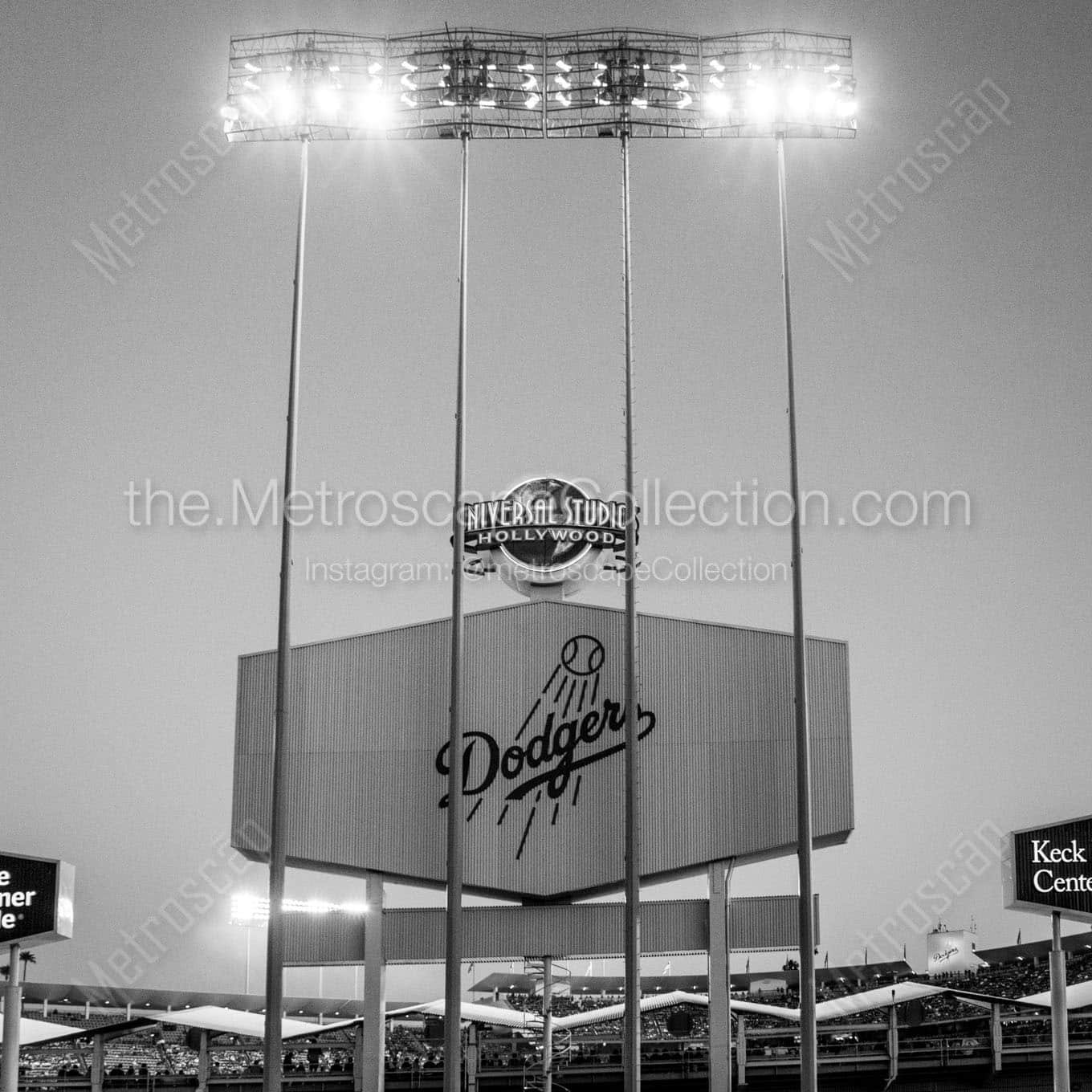 back of dodger stadium scoreboard Black & White Wall Art