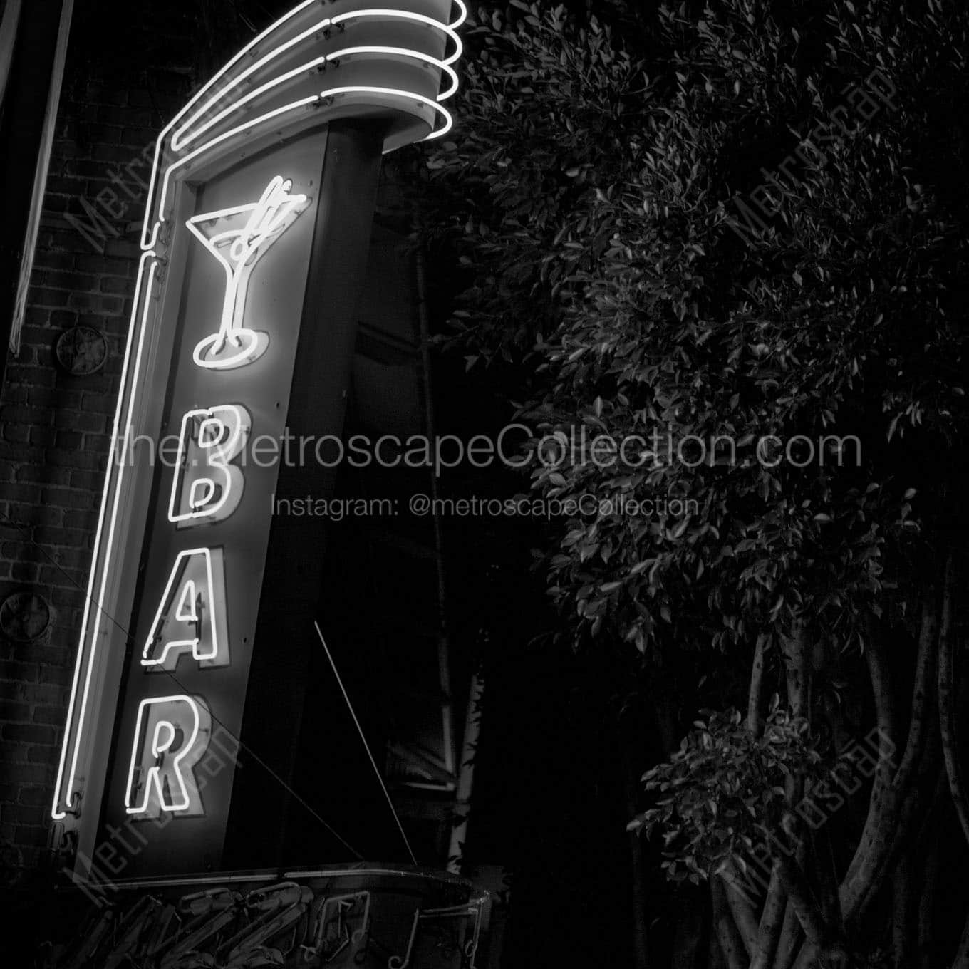 bar sign above dirty martini Black & White Wall Art
