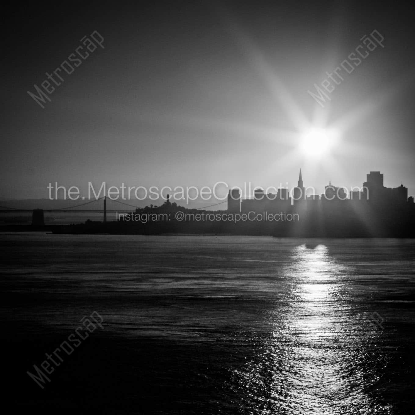 bay bridge san francisco skyline at dawn Black & White Wall Art