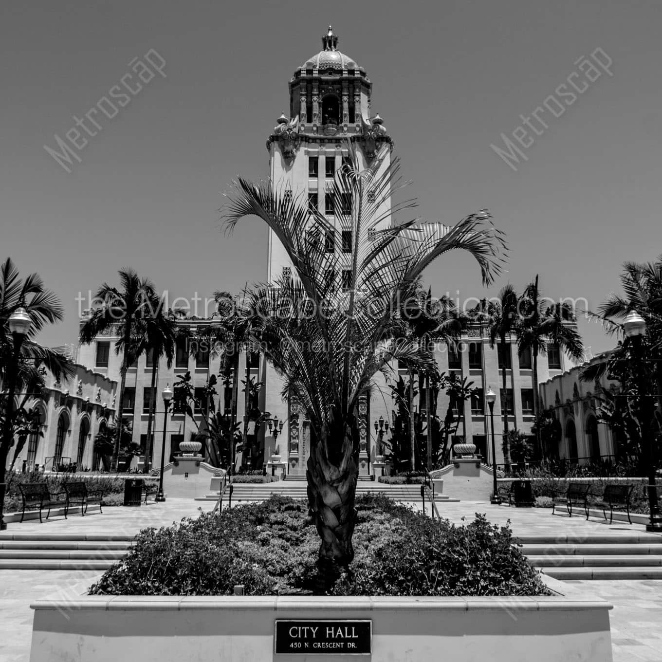 beverly hills city hall Black & White Wall Art