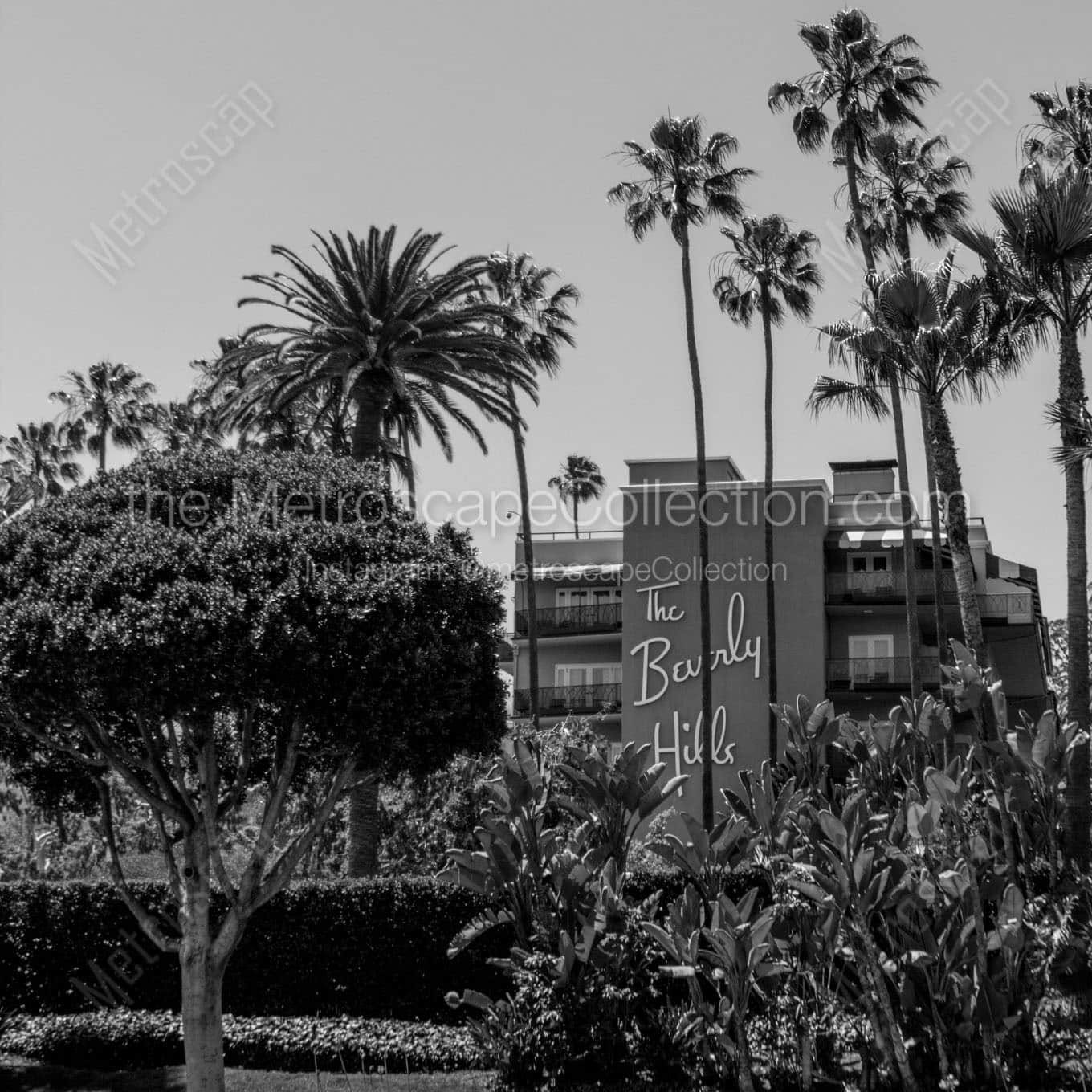 beverly hills hotel Black & White Wall Art