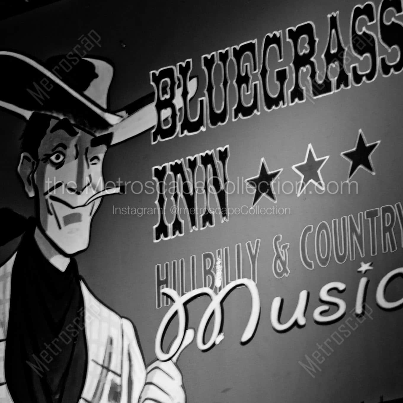 bluegrass inn sign Black & White Wall Art