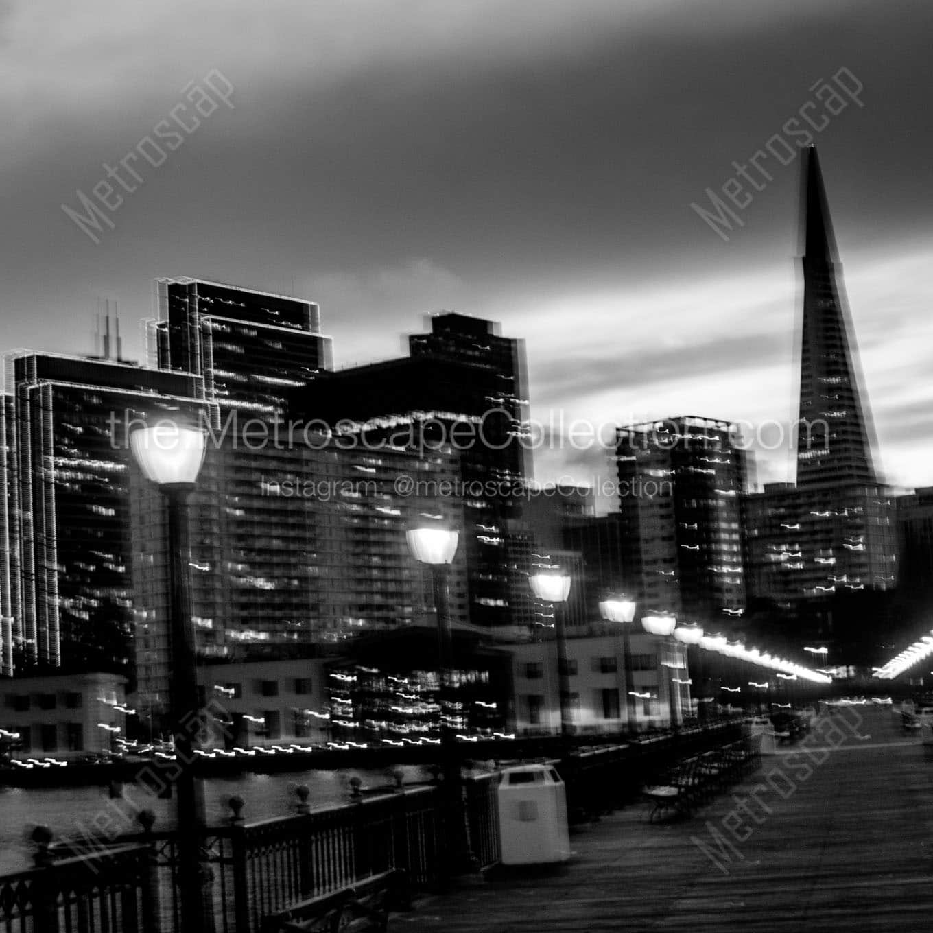 blurry pier 7 Black & White Wall Art