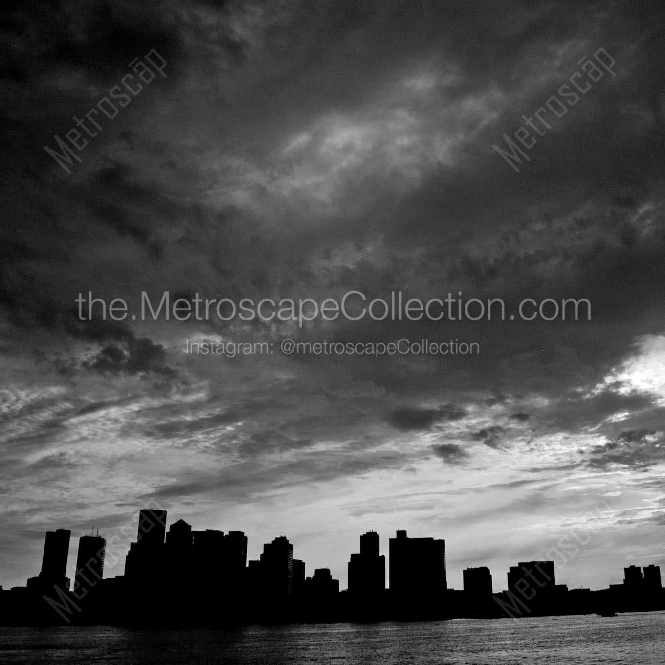 boston skyline east boston piers Black & White Wall Art