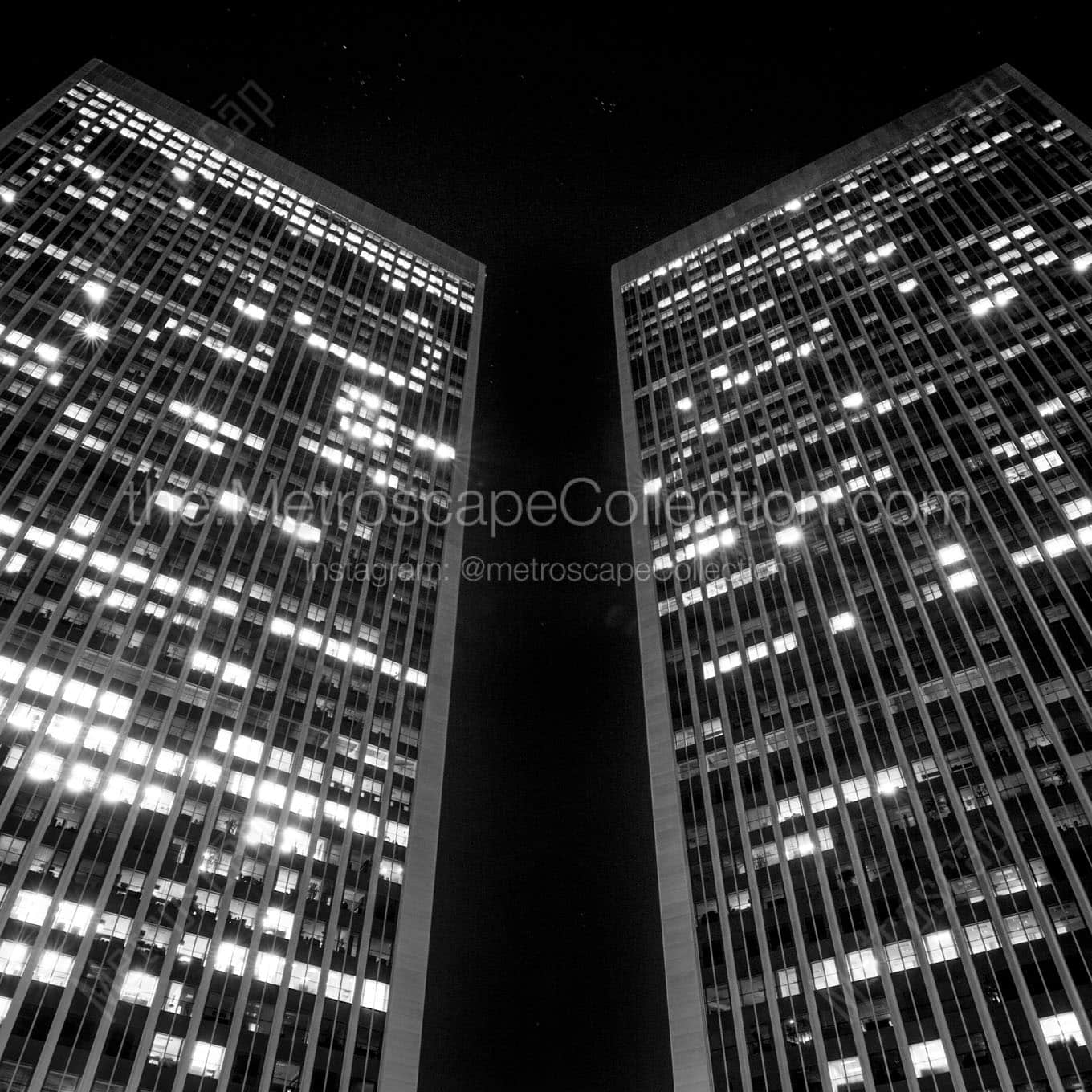 century city towers at night Black & White Wall Art