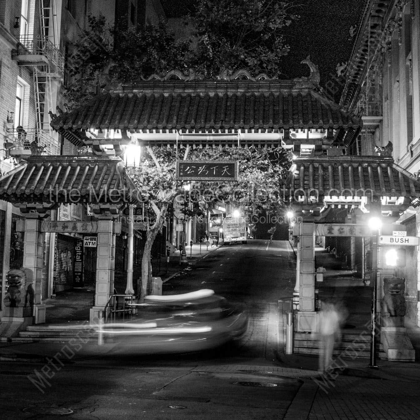 chinatown dragon gate Black & White Wall Art