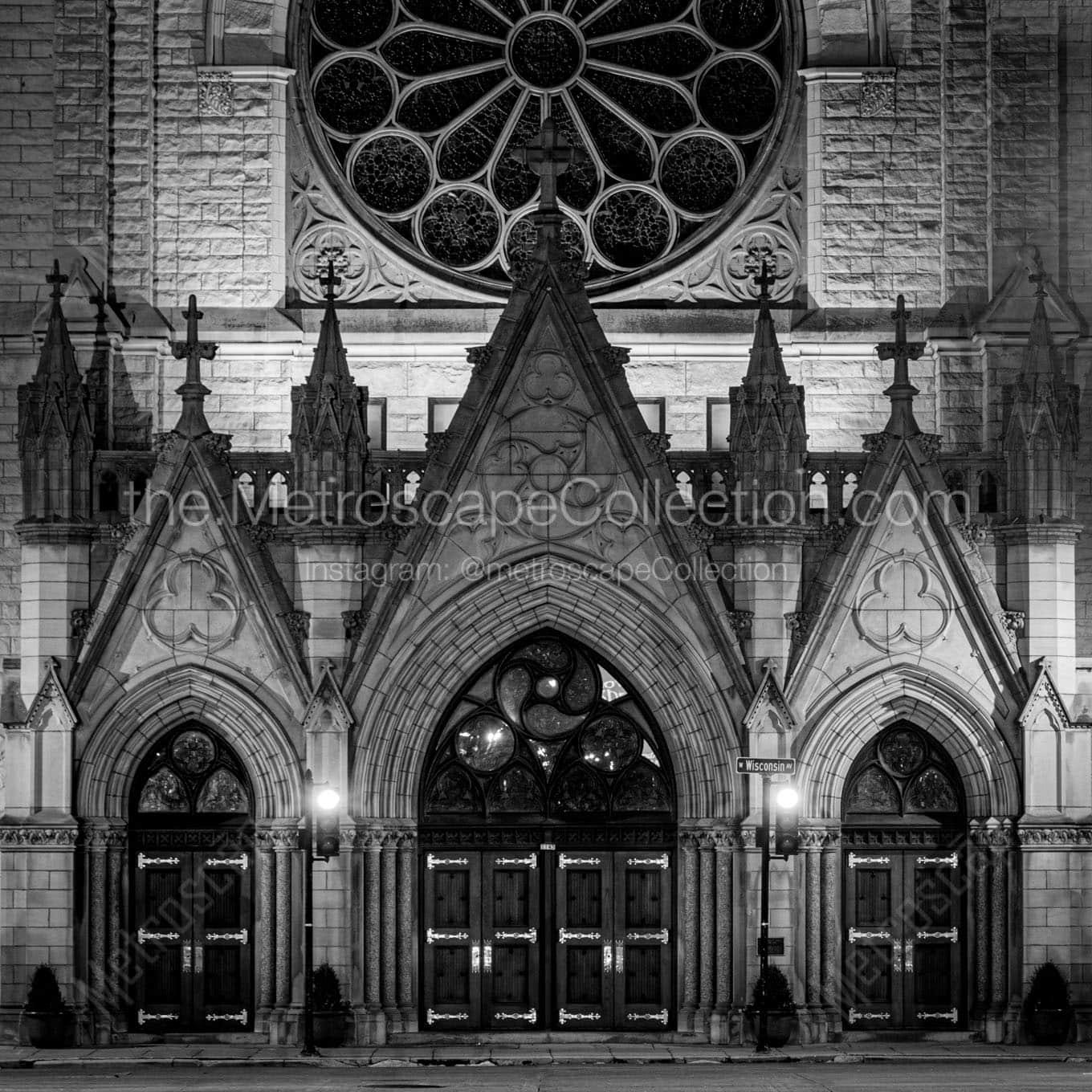 church of the gesu marquette campus Black & White Wall Art