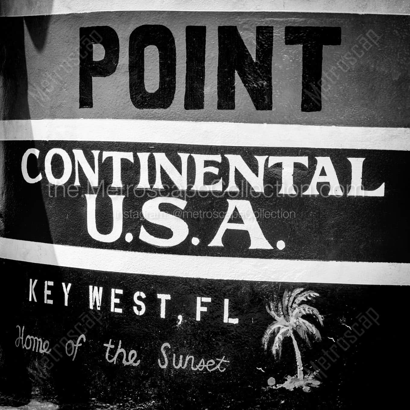 close up southernmost point marker Black & White Wall Art