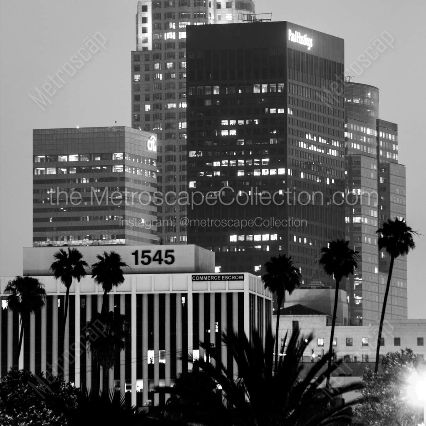 commerce escrow paul hastings buildings downtown la Black & White Wall Art