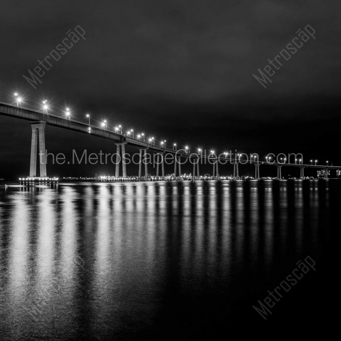 coronado bridge at night Black & White Wall Art