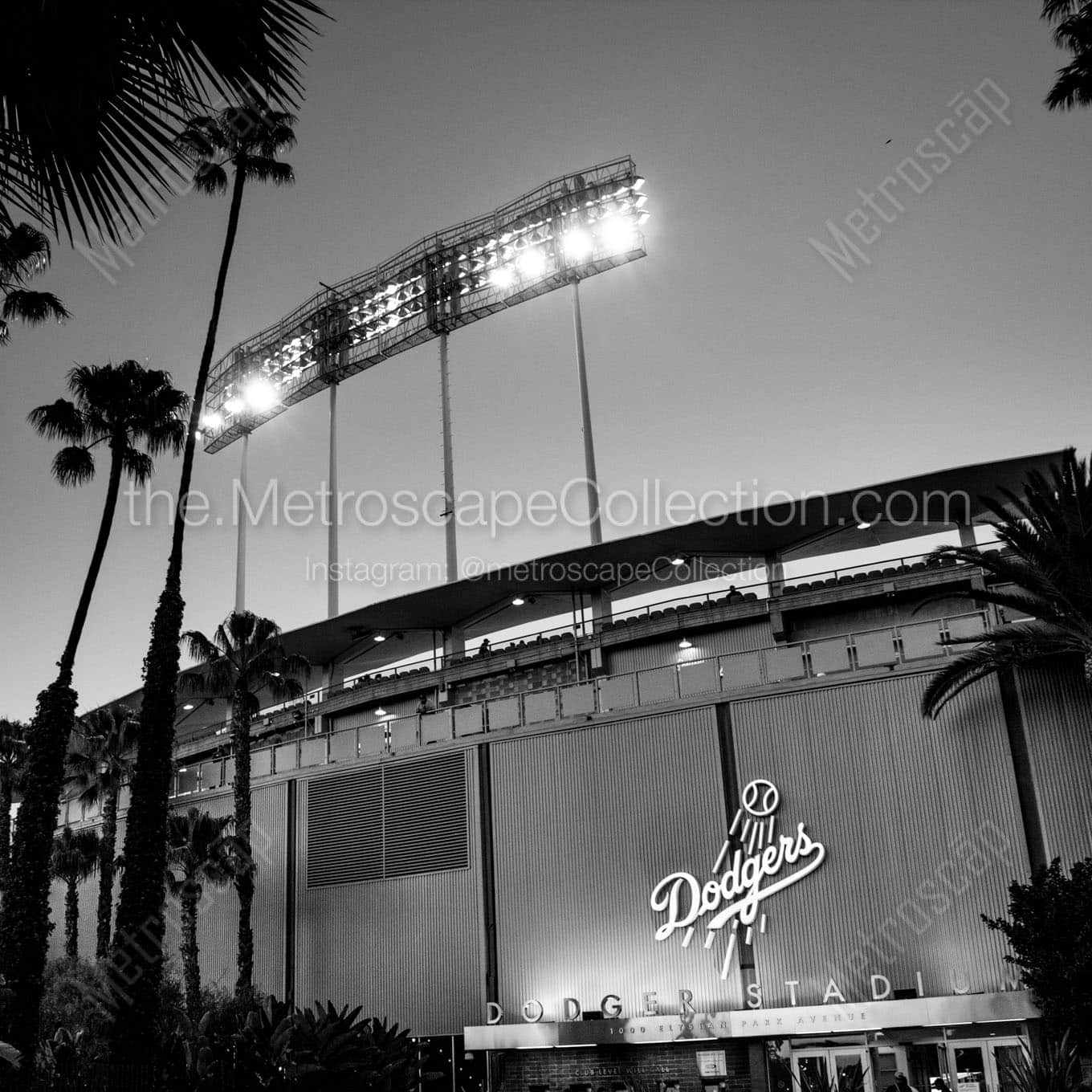 dodger stadium Black & White Wall Art