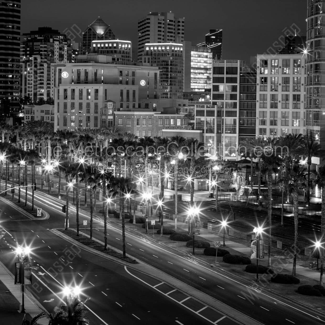 downtown san diego convention center drive Black & White Wall Art