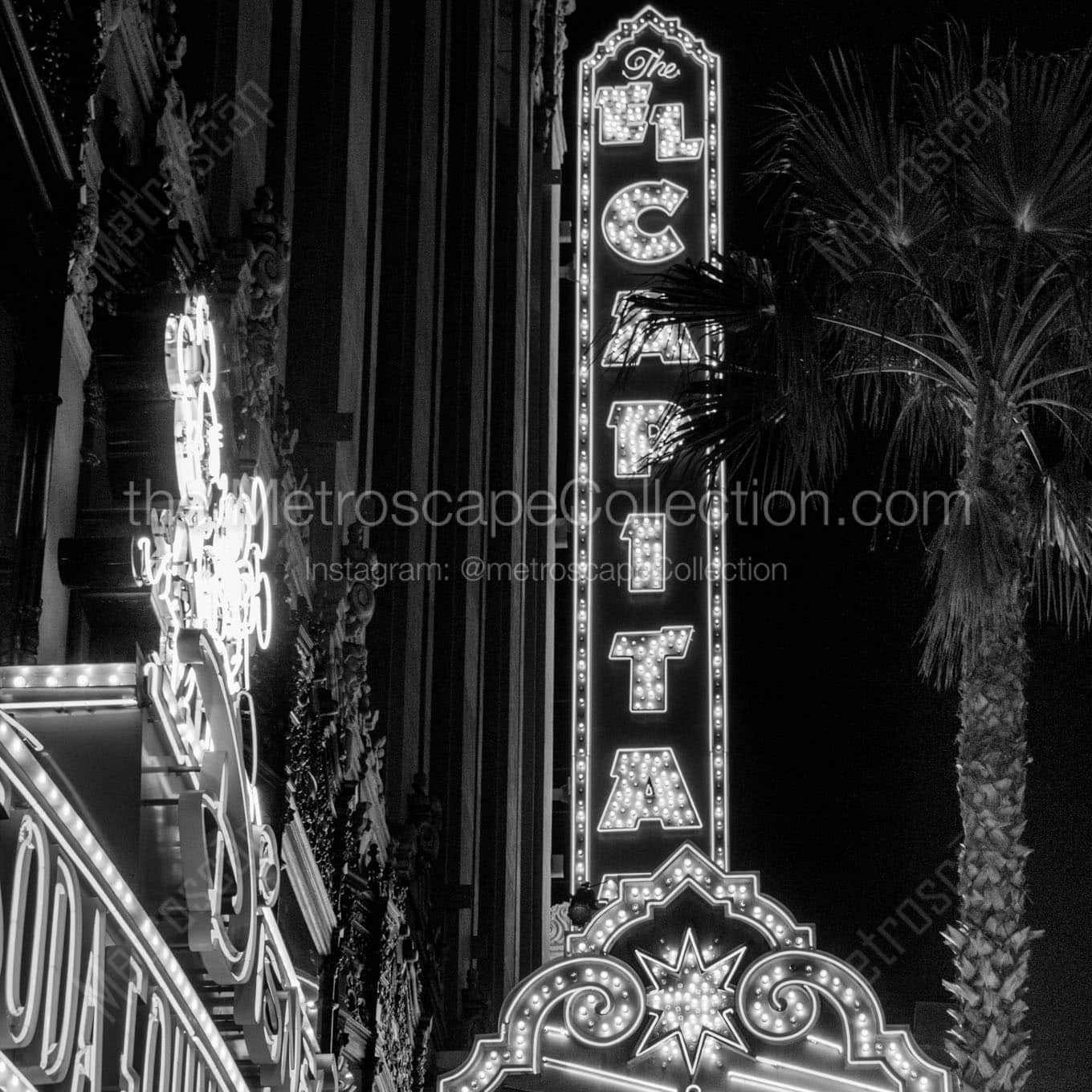 el capitan theater hollywood boulevard Black & White Wall Art