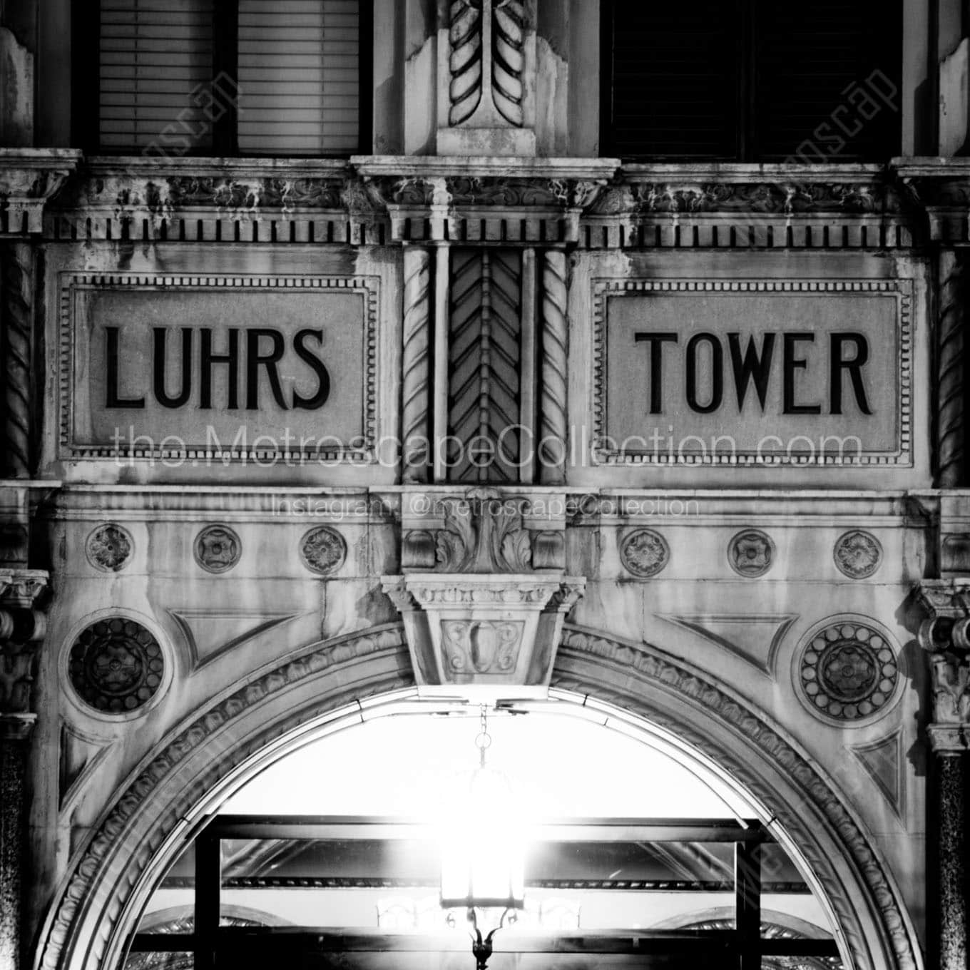 facade luhrs tower at night Black & White Wall Art