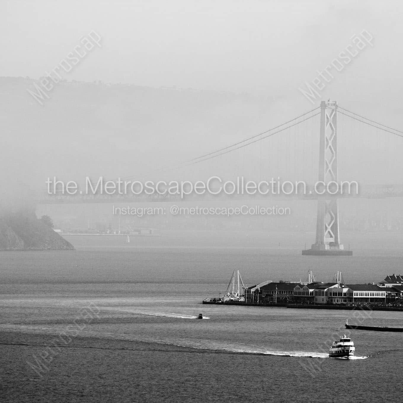 fog over san francisco bay Black & White Wall Art