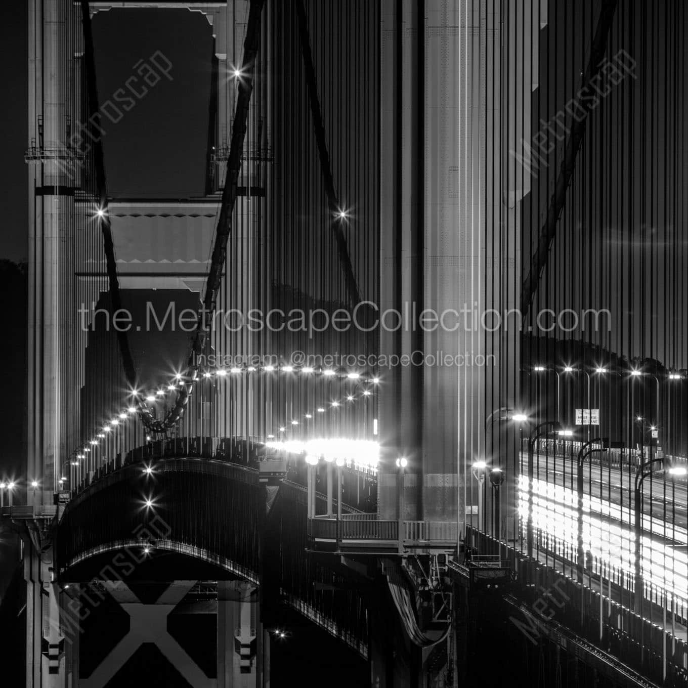 golden gate bridge rush hour traffic Black & White Wall Art