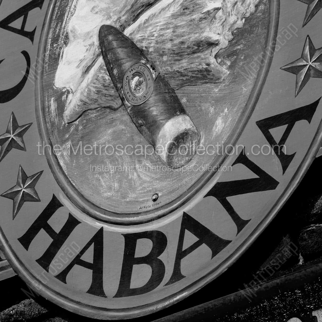 habana cigars mural Black & White Wall Art
