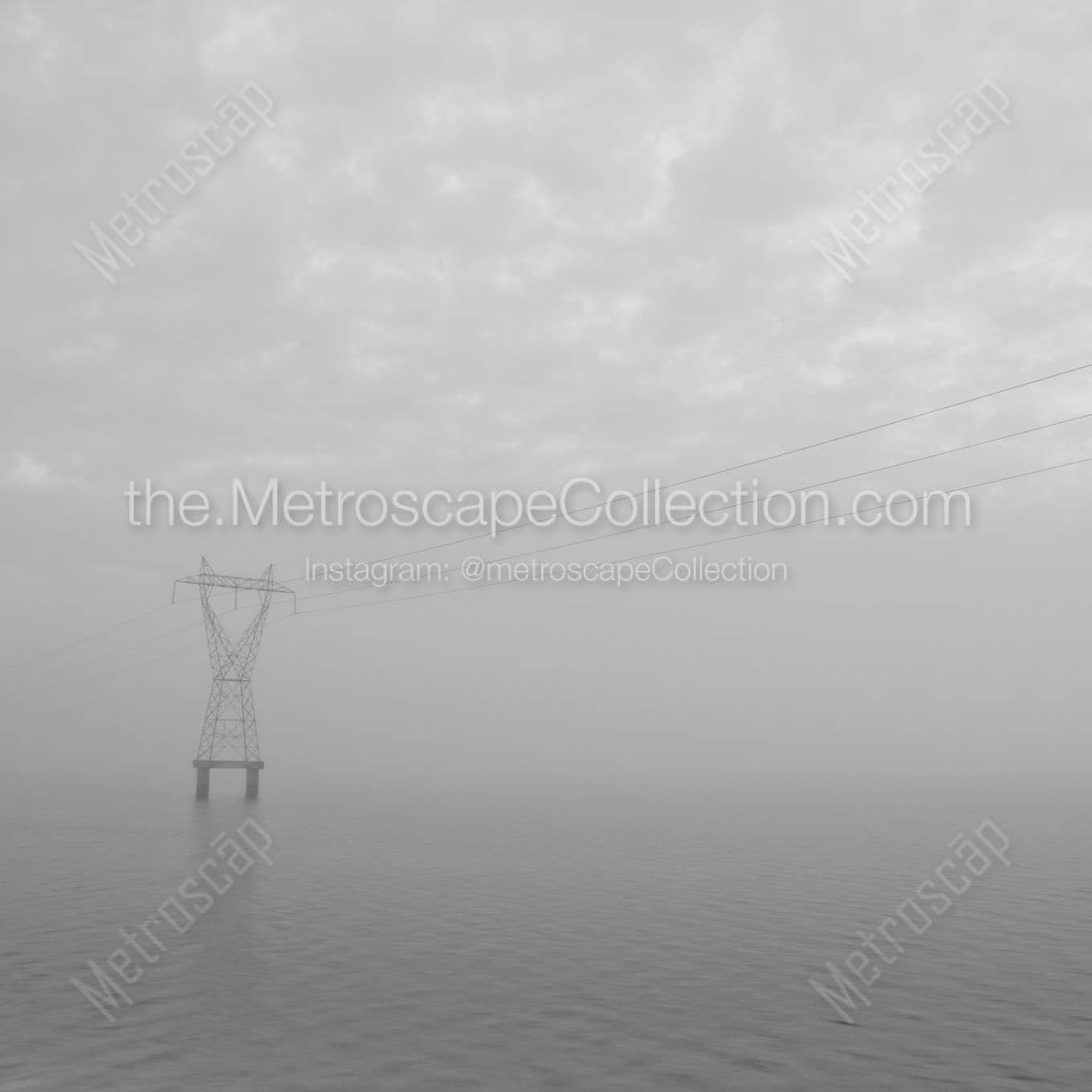 high voltage wires cross lake ponchartrain Black & White Wall Art
