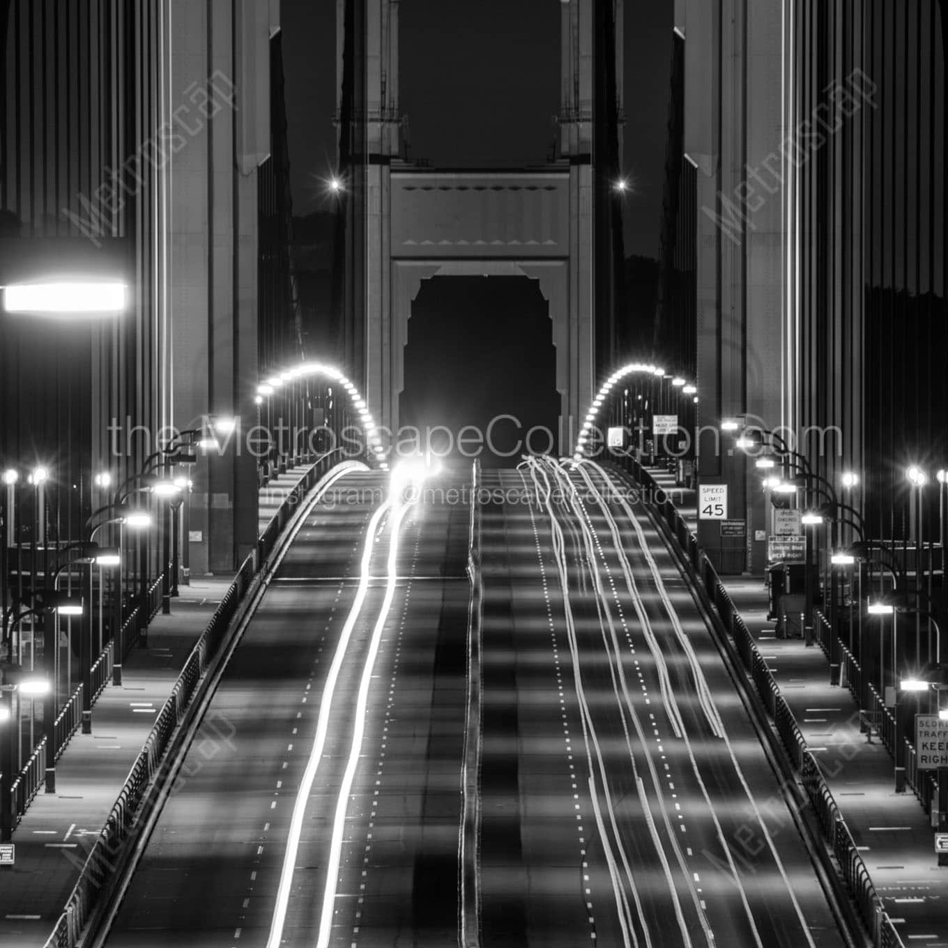 hump in golden gate bridge deck Black & White Wall Art