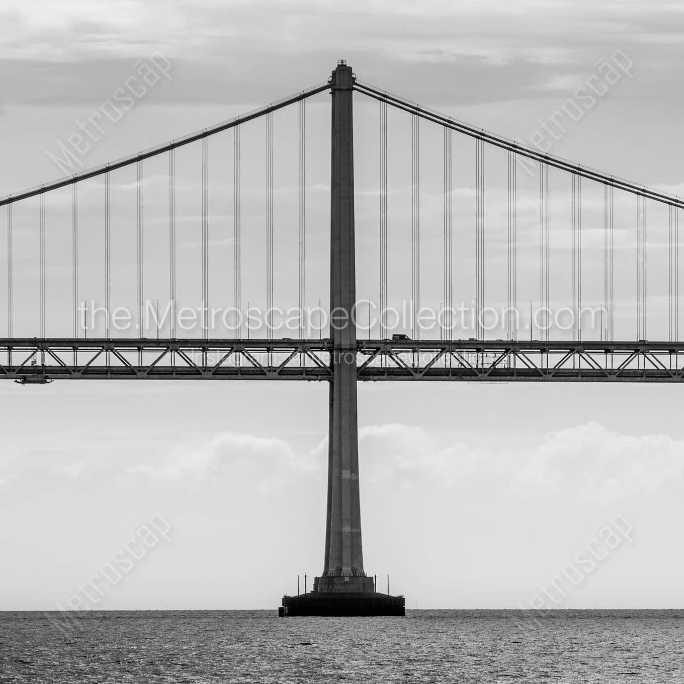 isolated tower bay bridge Black & White Wall Art