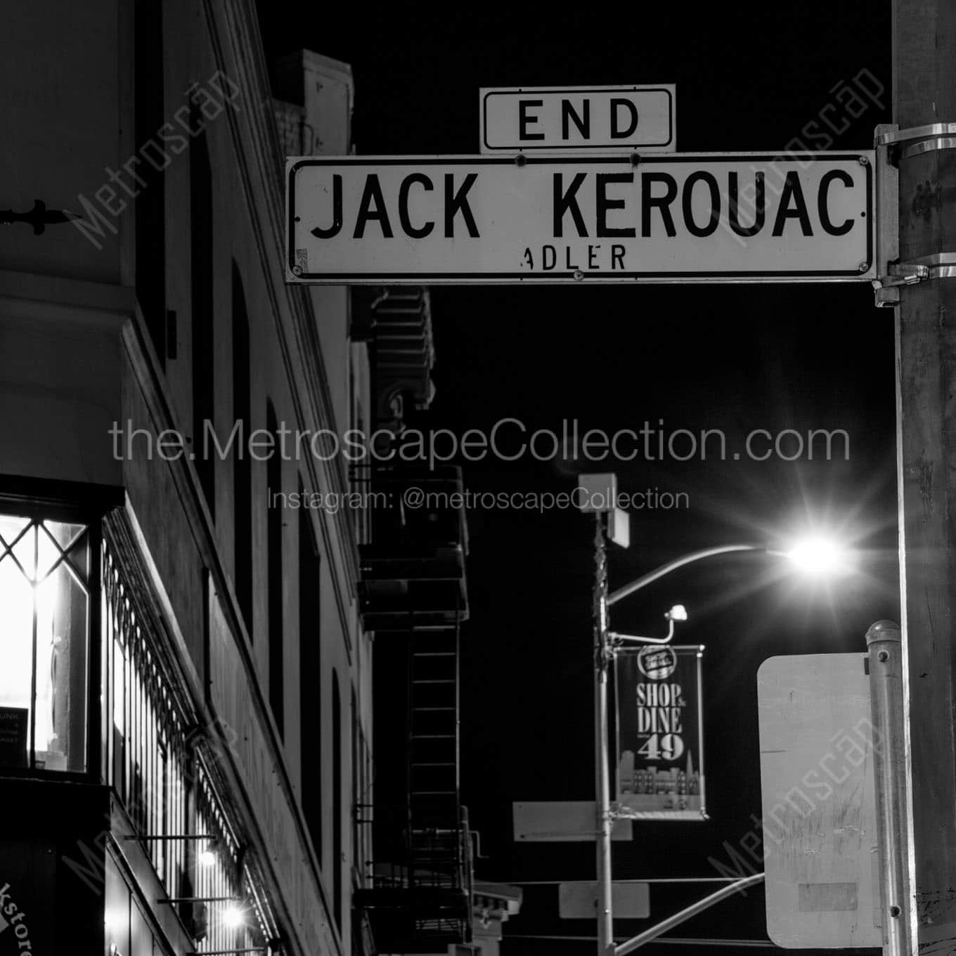 jack kerouac boulevard street sign Black & White Wall Art