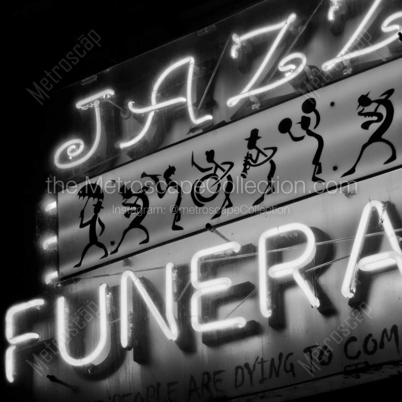 jazz funeral sign Black & White Wall Art