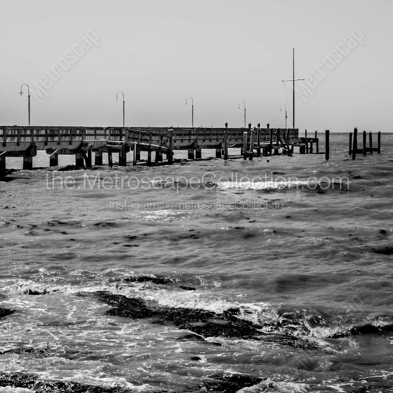 key west fishing pier Black & White Wall Art