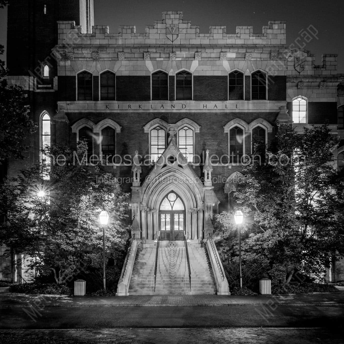 kirkland hall vanderbilt university at night Black & White Wall Art