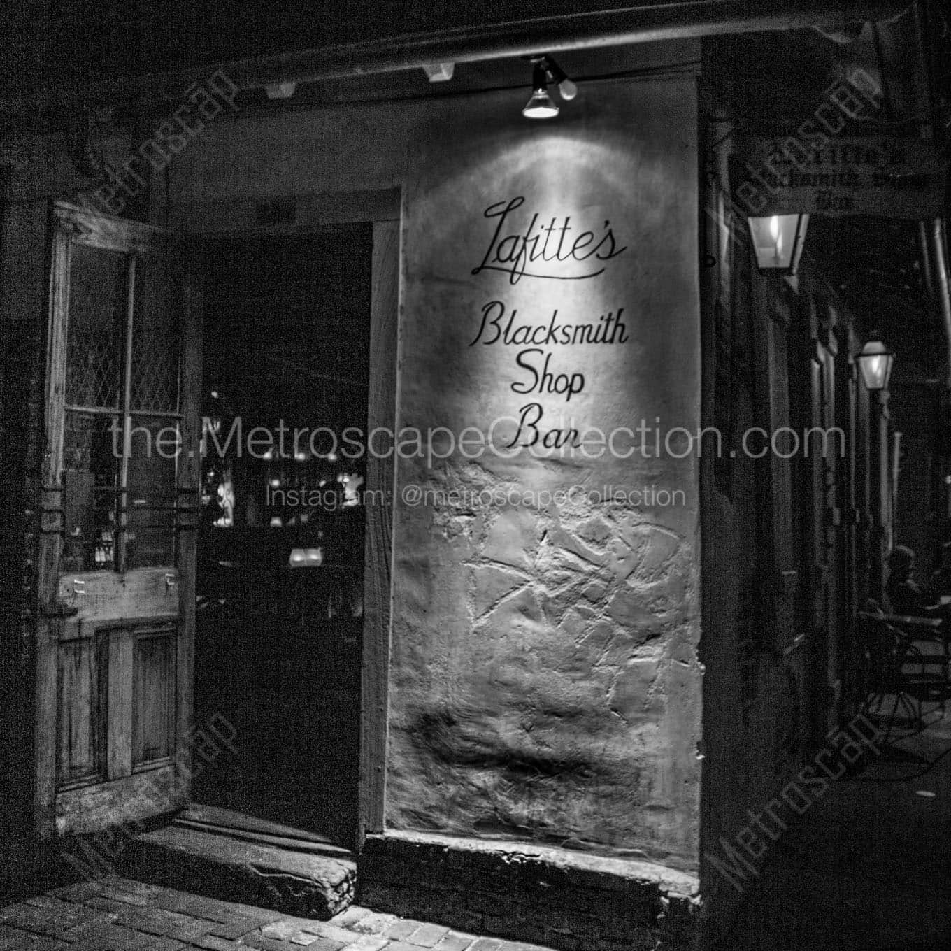 lafittes blacksmith shop bar at night Black & White Wall Art
