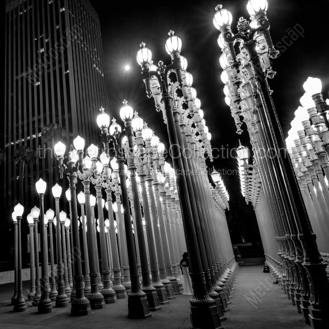 lamps at los angeles county museum of art Black & White Wall Art