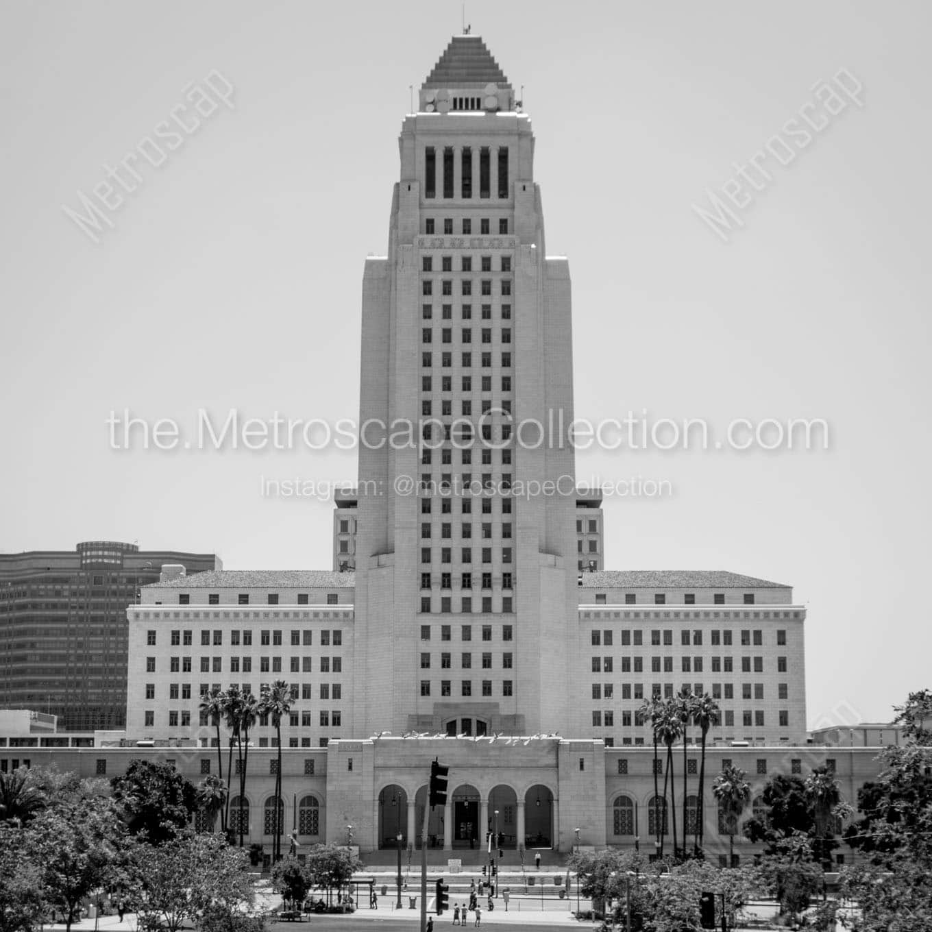 los angeles city hall building Black & White Wall Art