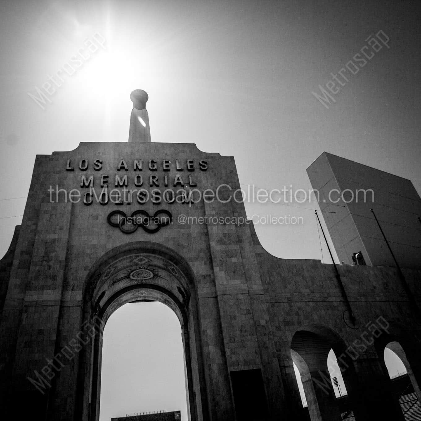 los angeles memorial coliseum Black & White Wall Art