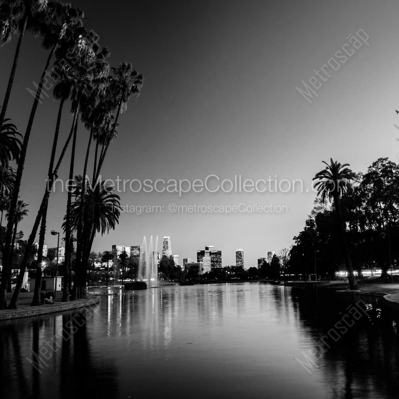 los angeles skyline echo park glendale blvd Black & White Wall Art