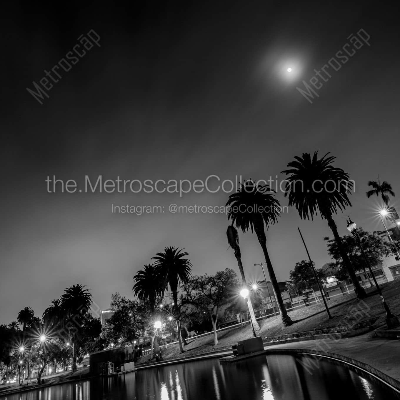 macarthur park at night Black & White Wall Art