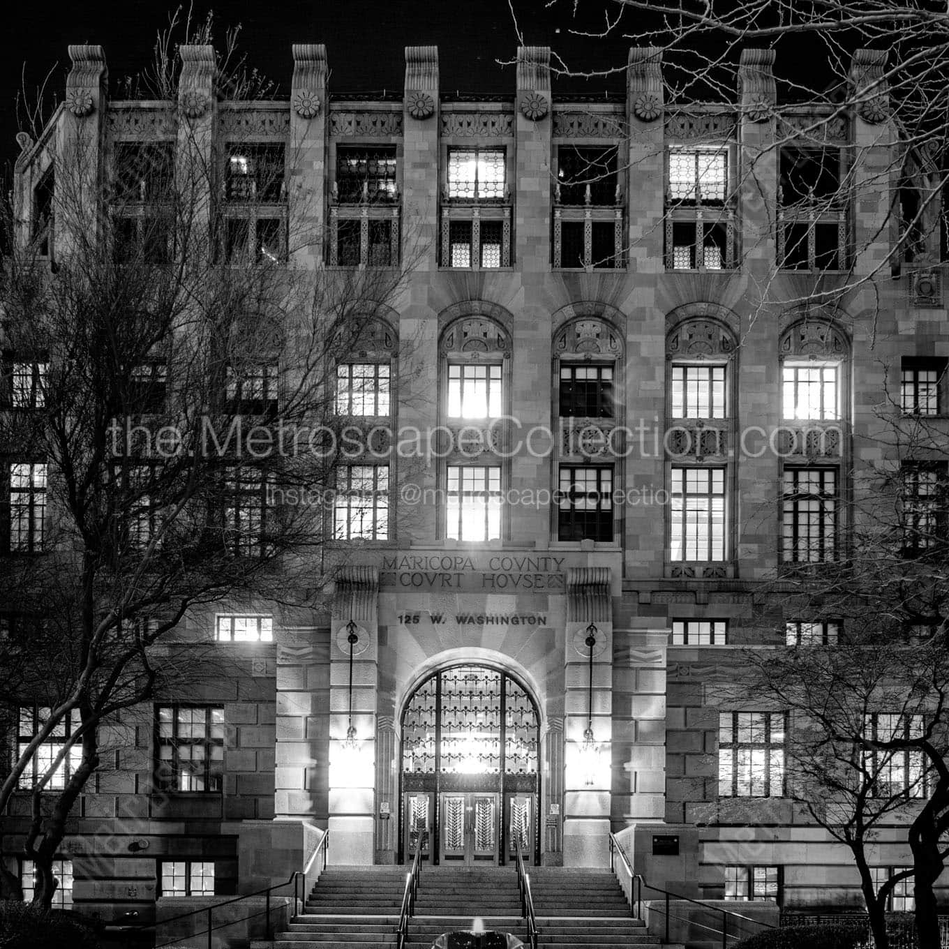 maricopa county courthouse at night Black & White Wall Art