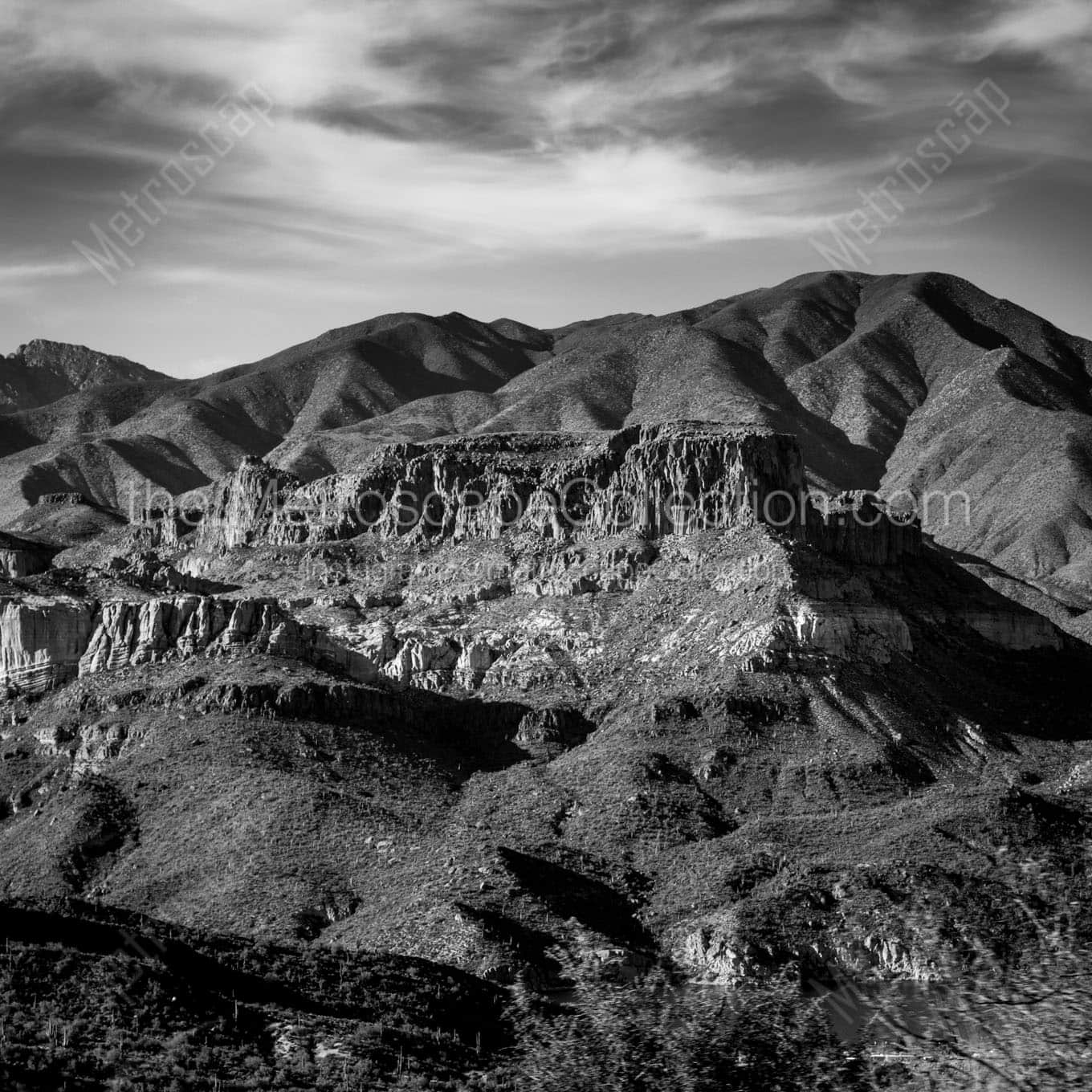 mazatzal mountains from apache trail Black & White Wall Art