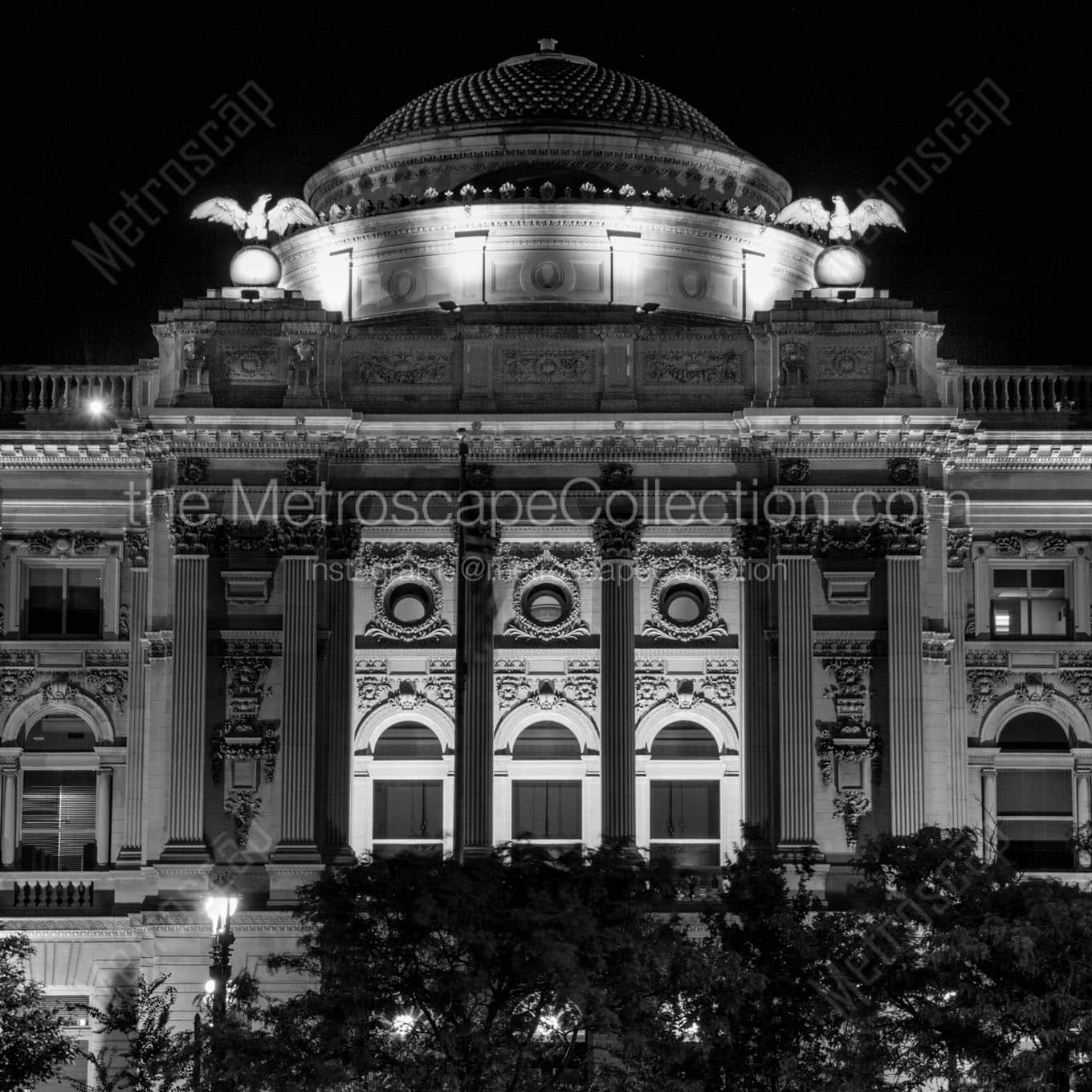 milwaukee county library at night Black & White Wall Art