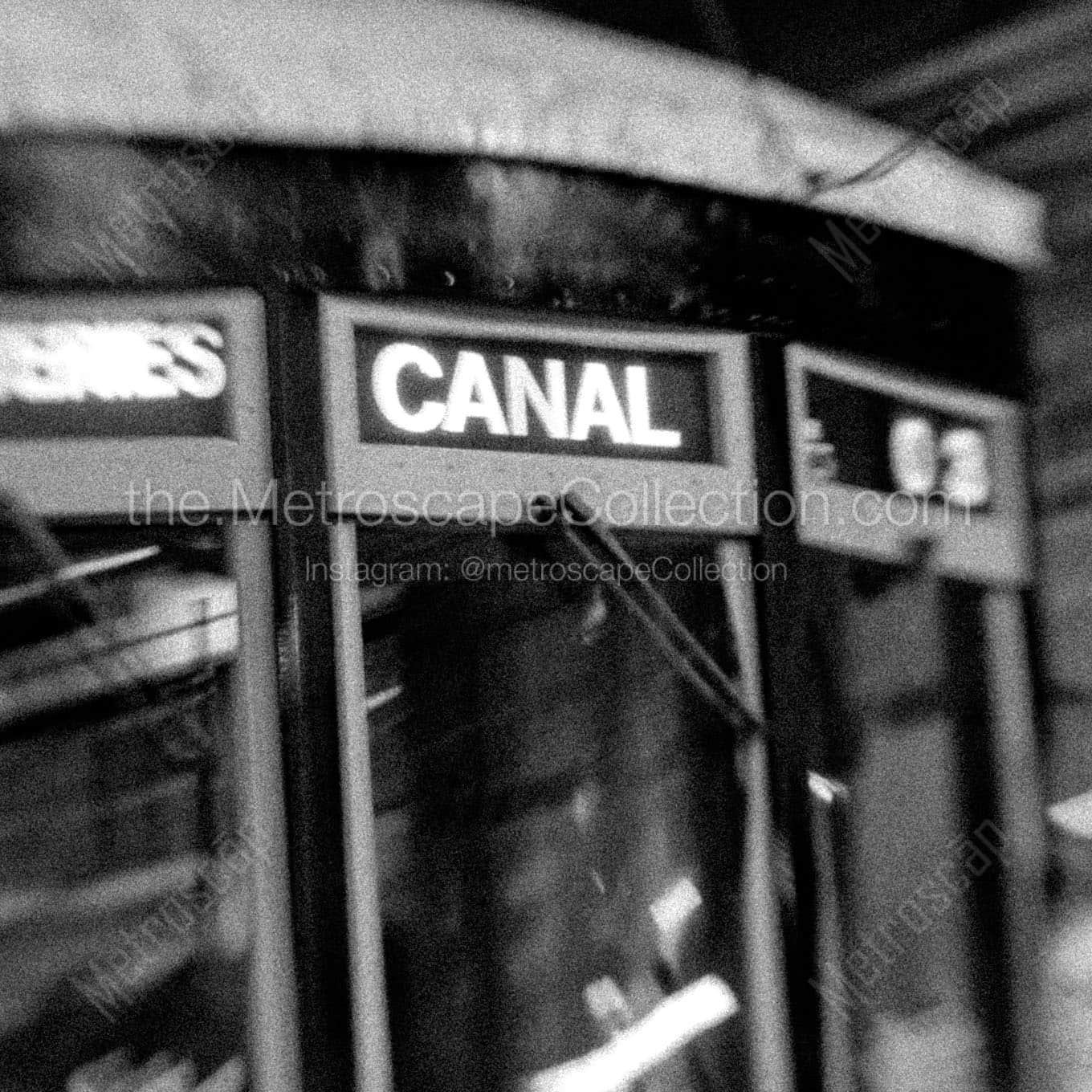 nola streetcar at night Black & White Wall Art