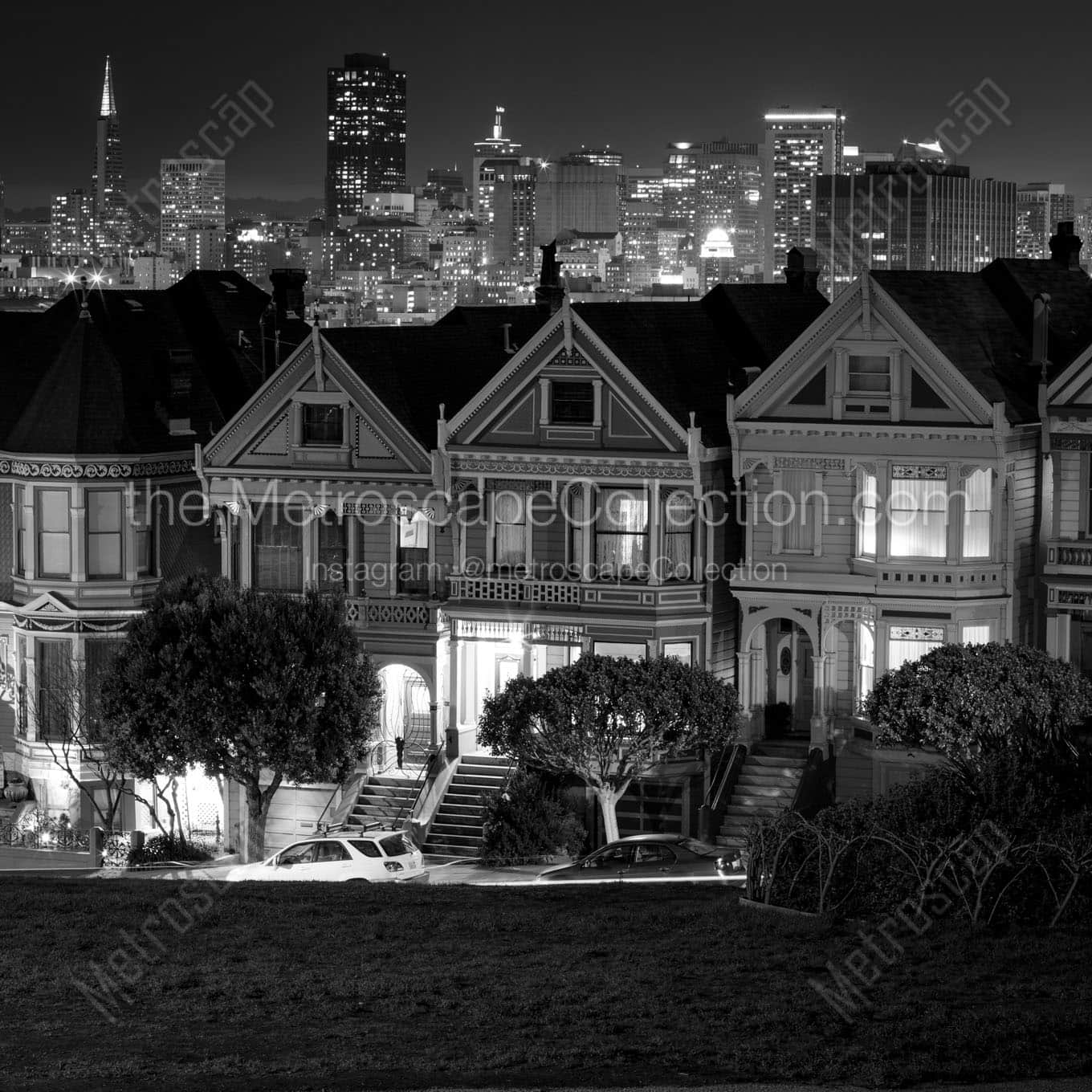 painted ladies full house night Black & White Wall Art