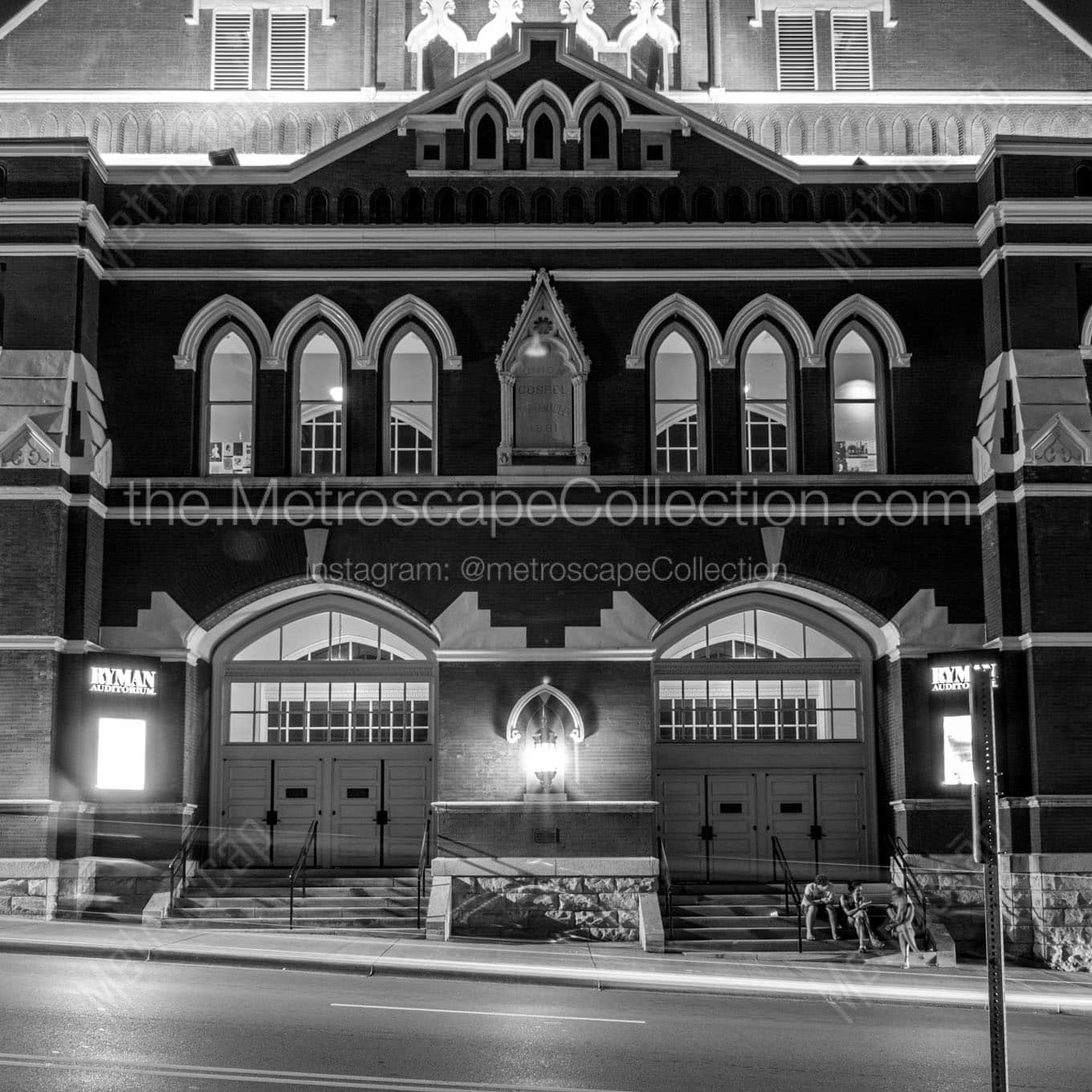 ryman auditorium at night Black & White Wall Art